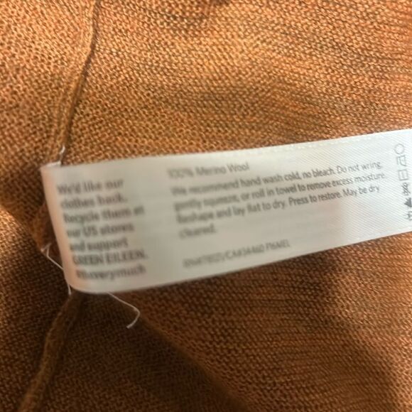 Eileen Fisher Rust High Collard Wool Open Cardigan, size 2X - Picture 6 of 7